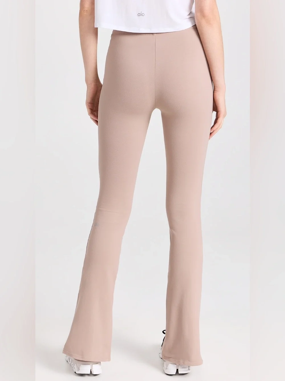 ALO YOGA Airbrush High-Waist split flare Flutter Legging taupe small stretch s